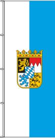 Hochformatflaggen weiß/blau mit Wappen