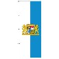 Preview: Auslegerfahne Bayern wei?-blau mit Wappen und L?wen 150 x 400 cm Marinflag