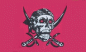 Preview: Flagge Pirat mit Kopftuch und zwei Schwertern, rotgrundig 90 x 150 cm