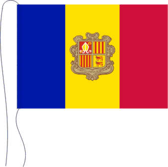 Tischflagge Andorra mit Wappen 15 x 25 cm