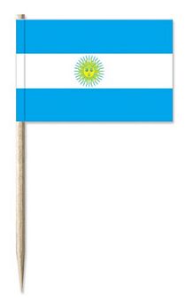 Mini-Papierfahnen Argentinien mit Wappen (VE 100 Stück) 3 x 4 cm