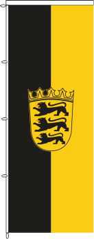 Auslegerfahne Baden-Württemberg mit Wappen 120 x 300 cm Marinflag