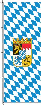 Auslegerfahne Bayern Raute mit Wappen 120 x 300 cm Marinflag