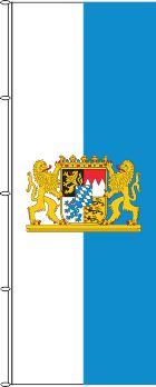 Flagge Bayern weiß-blau mit Wappen und Löwen 300 x 120 cm Marinflag
