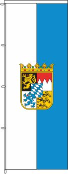 Flagge Bayern weiß-blau mit Wappen und Löwen 120 x 200 cm
