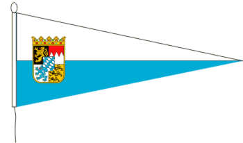 Langwimpel Bayern weiß-blau mit Wappen 30 x 350 cm