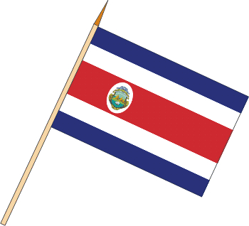 Stockflagge Costa Rica mit Wappen ( VE 10 Stück ) 30 x 45 cm