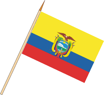 Stockflagge Ecuador mit Wappen (VE 10 Stück) 45 x 30 cm