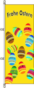 Flagge Frohe Ostern 12 Eier gelbgrundig 400 x 150 cm