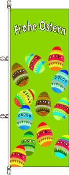 Flagge Frohe Ostern 12 Eier grüngrundig 200 x 80 cm
