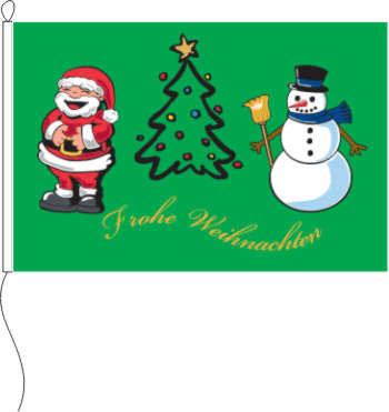 Flagge Frohe Weihnachten Schnee- und Weihnachtsmann 150 x 225 cm