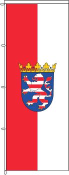 Auslegerfahne Hessen mit Wappen 200 x 80 cm Marinflag