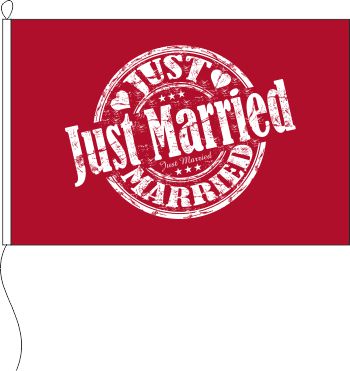 Flagge Just Married Stempel rotgrundig 150 x 250 cm