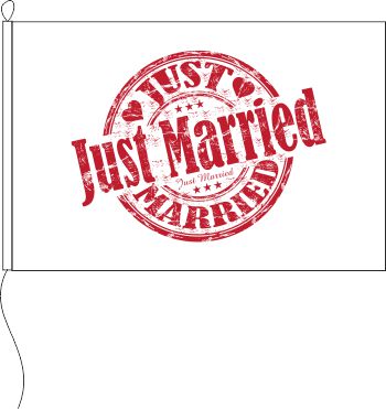 Flagge Just Married Stempel weißgrundig 200 x 300 cm