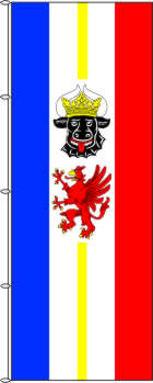 Hochformatflagge Mecklenburg-Vorpommern mit Wappen 150 x 600 cm Marinflag