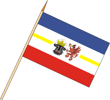 Tischflagge Mecklenburg Vorpommern mit Wappen (VE 10 Stück) 30 x 45 cm