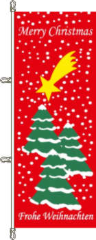 Hochformatflagge Merry Christmas 3 Tannen   80 x 200 cm Marinflag