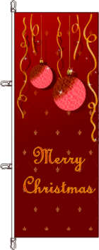 Hochformatflagge Merry Christmas rote Weihnachtskugeln 120 x 300 cm Marinflag