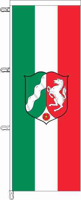 Auslegerfahne Nordrhein-Westfalen mit Wappen 150 x 450 cm Marinflag