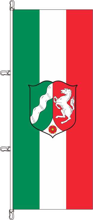 Flagge Nordrhein-Westfalen mit Wappen 200 x 80 cm
