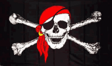 Flagge Pirat mit Augenklappe und rotem Kopftuch 90 x 150 cm