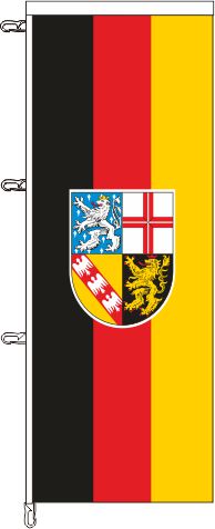 Auslegerfahne Saarland mit Wappen 120 x 300 cm Marinflag