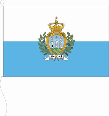 Flagge San Marino mit Wappen 70 x 100 cm