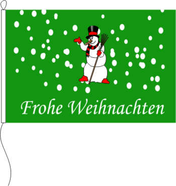 Flagge Frohe Weihnachten Schneemann grüngrundig 200 x 335 cm