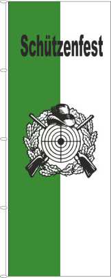 Hochformatflagge Schützen grün/weiß mit Emblem 300 x 120 cm Qualität Marinflag