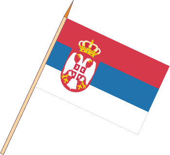 Stockflagge Serbien mit Wappen (VE 10 Stück) 30 x 45 cm