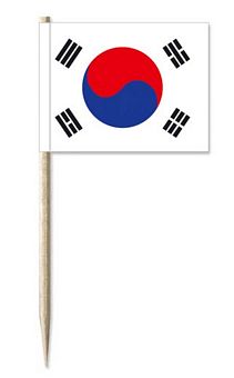 Mini-Papierfahnen Korea Süd (VE 1000 Stück) 3 x 4 cm