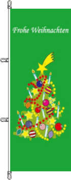 Hochformatflagge Frohe Weihnachten Tanne grüngrundig   80 x 200 cm Marinflag