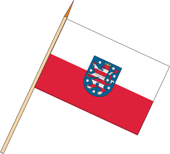Stockflagge Thüringen mit Wappen (VE 10 Stück) 45 x 30 cm