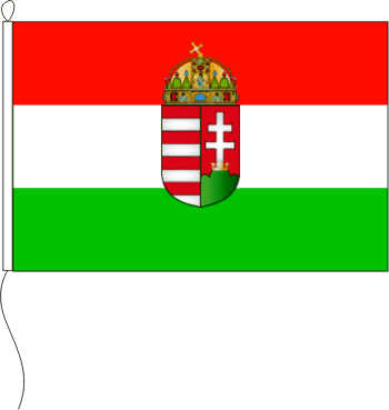 Flagge Ungarn mit Wappen 150x250