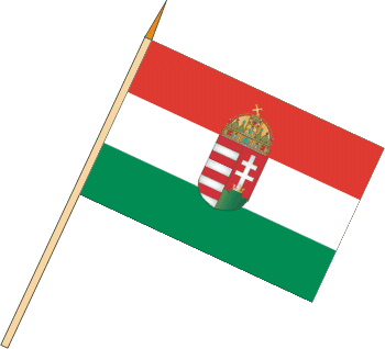 Stockflagge Ungarn mit Wappen (VE 10 Stück) 30 x 45 cm