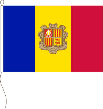 Flagge Andorra mit Wappen 120 x 200 cm
