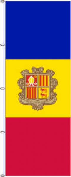 Flagge Andorra mit Wappen 400 x 150 cm