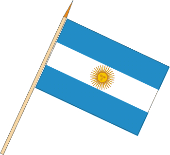 Stockflagge Argentinien mit Wappen (VE 10 Stück) 30 x 45 cm
