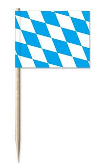 Mini-Papierfahnen Bayern Raute ohne Wappen (VE 100 Stück) 3 x 4 cm