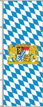 Banner Bayern Raute mit Wappen und Löwen 300 x 120 cm