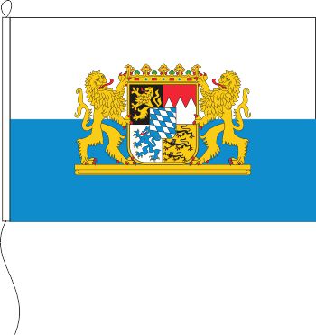 Flagge Bayern weiß-blau mit Wappen und Löwen 120 x 200 cm Marinflag