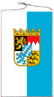 Tischbanner Bayern weiß-blau mit Wappen 15 x 25 cm