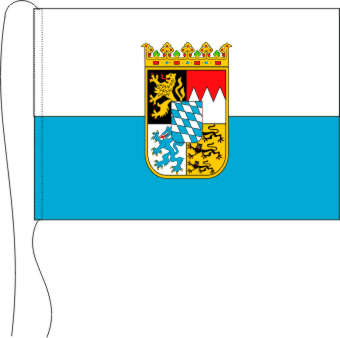 Tischflagge Bayern weiß-blau mit Wappen 15 x 25 cm