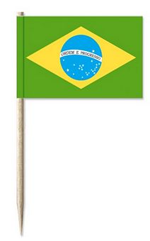 Mini-Papierfahnen Brasilien (VE 1000 Stück) 3 x 4 cm