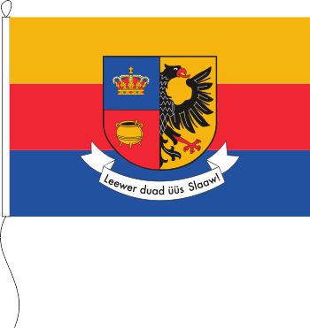 Flagge Nordfriesland mit Wappen und Spruchband 150 x 225 cm