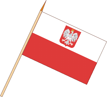 Stockflagge Polen mit Adler ( VE 10 Stück ) 30 x 45 cm
