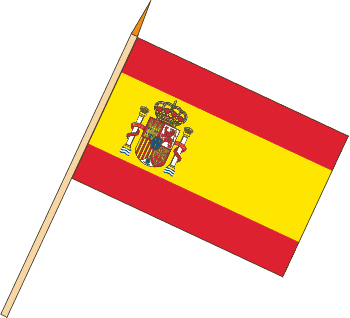 Stockflagge Spanien mit Wappen (VE 10 Stück) 30 x 45 cm