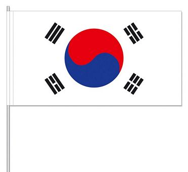 Papierfahnen Korea Süd   (VE   100 Stück) 12 x 24 cm
