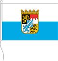 Flagge Bayern weiß-blau mit Wappen Hohlsaum 40 x 60 cm