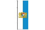 Auslegerfahne Bayern weiß-blau mit Wappen und Löwen 150 x 400 cm Marinflag